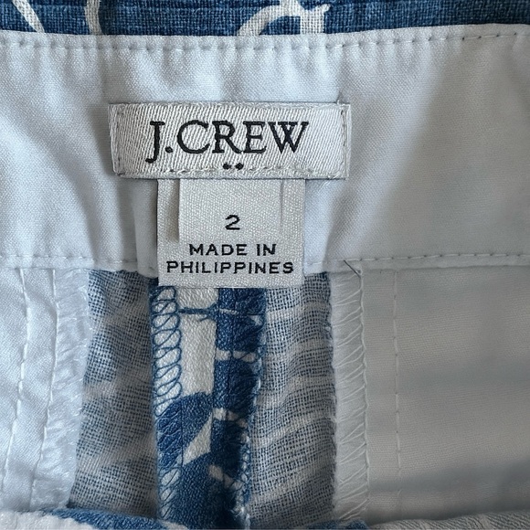 J. Crew Blue Floral Print Scalloped Hem Cotton Resort Preppy Vacation Shorts 2 - Picture 4 of 5